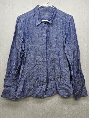 M&S Linen Button-Down Shirt Womens 10 Vacation Casual Minimalist Academia Summer
